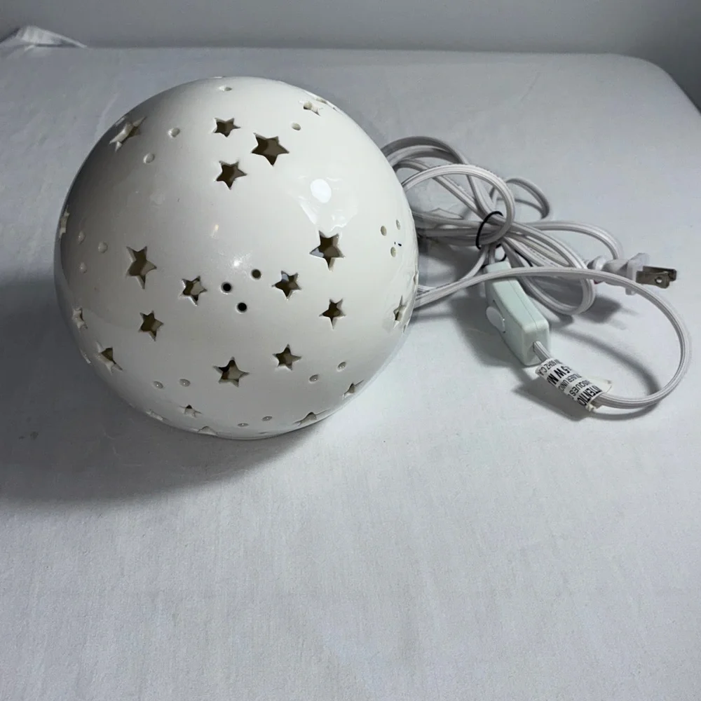 Starry Night Light Ceramic White Globe Lamp - Picture 6 of 11